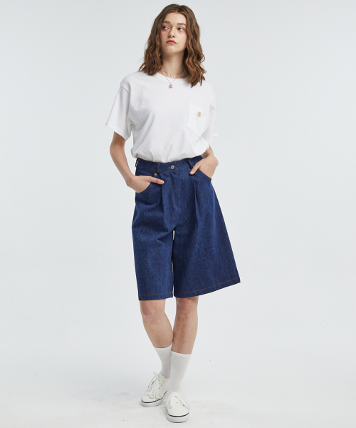 manavis7（マナビスセブン）の「バミューダジーンズショートパンツ [ジーンズブルー]（その他パンツ・レディース・ダークブルー・SMALL/MEDIUM）」の3枚目の写真