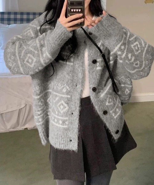 Miniministore(ミニミニストア)の「ノルディック柄ニットカーディガン 北欧風(カーディガン/ボレロ・レディース・アイボリー/ネイビー/グレー・FREE)」の20枚目の写真