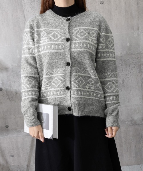 Miniministore(ミニミニストア)の「ノルディック柄ニットカーディガン 北欧風(カーディガン/ボレロ・レディース・アイボリー/ネイビー/グレー・FREE)」の8枚目の写真