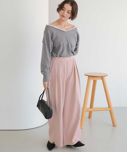 titivate(ティティベイト)の「ツータックワイドイージーパンツ(その他パンツ・レディース・ライトベージュ/ベージュ/ピンク/ライトグリーン/グレー/ブラック・M/S/L/SP)」の6枚目の写真