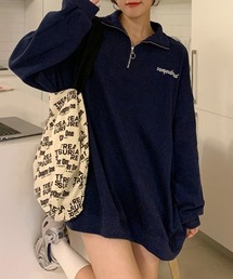 ハーフジップスウェットミニワンピ