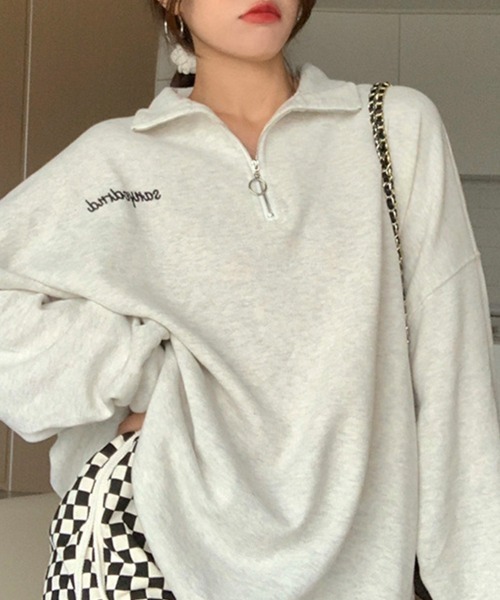 Flugge(フラッジー)の「ハーフジップスウェットミニワンピ(ワンピース・レディース・ネイビー/アイボリー・MEDIUM/LARGE)」の1枚目の写真