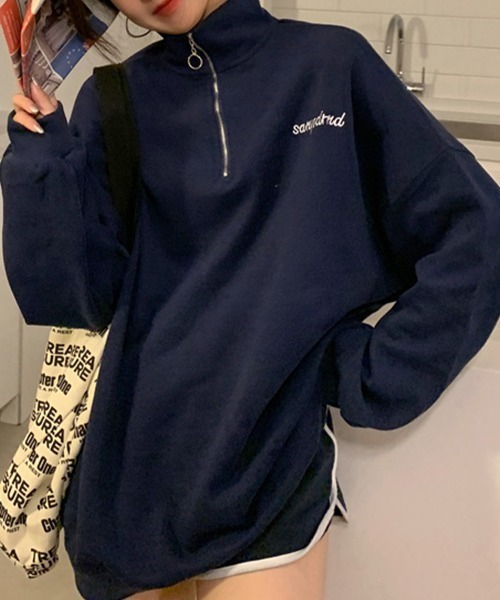 Flugge(フラッジー)の「ハーフジップスウェットミニワンピ(ワンピース・レディース・ネイビー/アイボリー・MEDIUM/LARGE)」の7枚目の写真