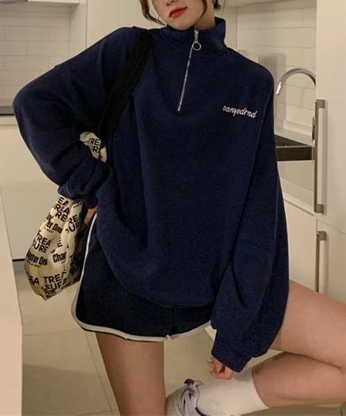 Flugge(フラッジー)の「ハーフジップスウェットミニワンピ(ワンピース・レディース・ネイビー/アイボリー・MEDIUM/LARGE)」の8枚目の写真