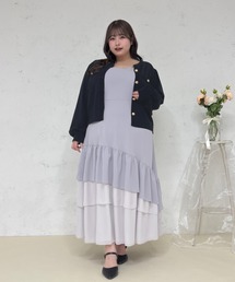 Louiosy（ルオシー）の「【大きいサイズ】3段アシメフリルティアードキャミワンピ ース（ワンピース）」