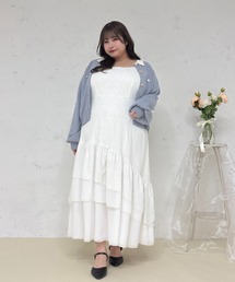 Louiosy（ルオシー）の「【大きいサイズ】3段アシメフリルティアードキャミワンピ ース（ワンピース）」