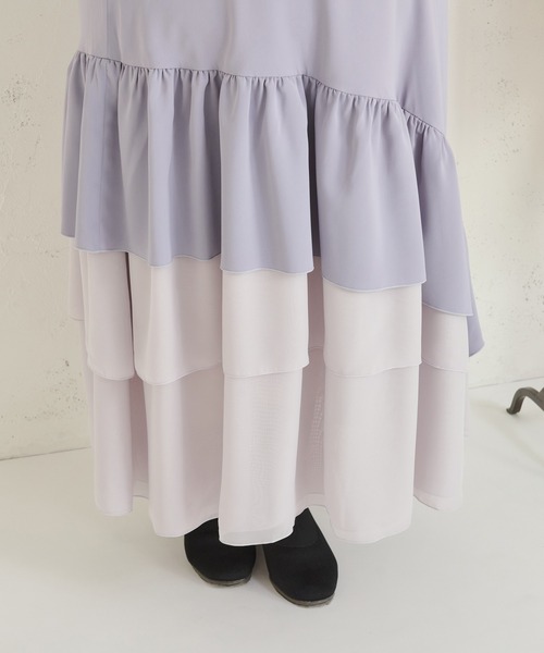 Louiosy(ルオシー)の「【Louiosy】【大きいサイズ】3段アシメフリルティアードキャミワンピ ース(ワンピース・レディース・ホワイト系その他/ラベンダー/ブラック・4L/3L)」の12枚目の写真