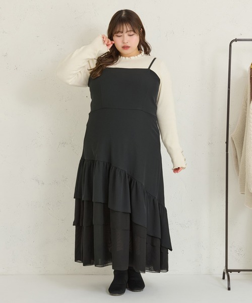 Louiosy(ルオシー)の「【Louiosy】【大きいサイズ】3段アシメフリルティアードキャミワンピ ース(ワンピース・レディース・ホワイト系その他/ラベンダー/ブラック・4L/3L)」の18枚目の写真