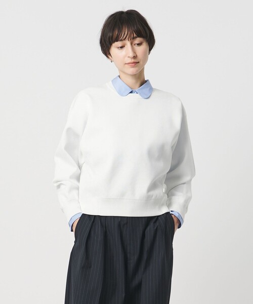 UNITED ARROWS（ユナイテッドアローズ）の「スウェットライク クルーネックニット ‐ウォッシャブル‐（ニット/セーター・レディース・ホワイト/ネイビー/ライトピンク・FREE）」の8枚目の写真