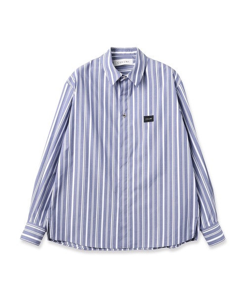 CULLNI(クルニ)の「Stripe Front Fly Embroidery Patch Shirt(シャツ/ブラウス・メンズ・ブラック/ネイビー/ピンク・0/1/2)」の1枚目の写真