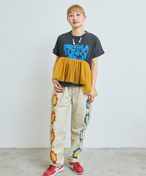 MARKEY'S（マーキーズ）の「ドルマンチュールドッキングTシャツ/おとな（Tシャツ/カットソー・レディース・ホワイト系その他/グリーン/チャコール・160cm）」の6枚目の写真