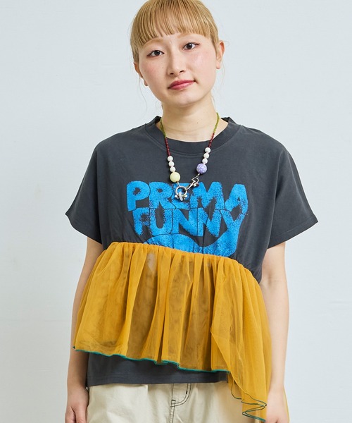 MARKEY'S（マーキーズ）の「ドルマンチュールドッキングTシャツ/おとな（Tシャツ/カットソー・レディース・ホワイト系その他/グリーン/チャコール・160cm）」の4枚目の写真