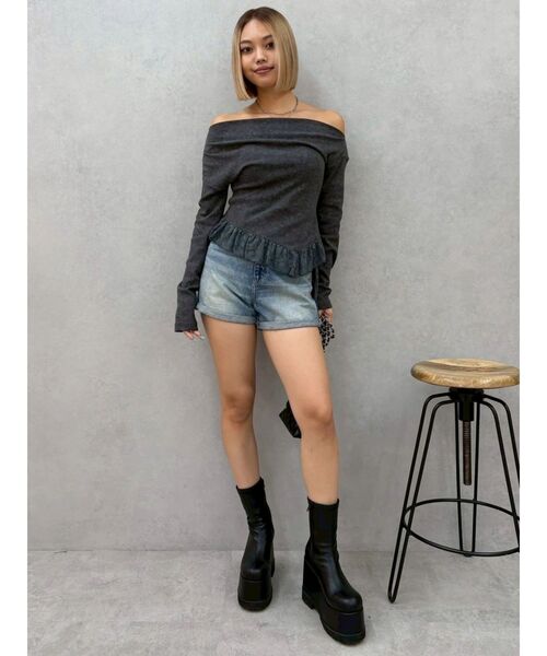 EVRIS（エヴリス）の「フェイクレザープラットフォームブーツ（ブーツ・レディース・ブラック/その他1・MEDIUM/LARGE/SMALL）」の20枚目の写真