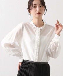 フロントフリルスタンドネックブラウス