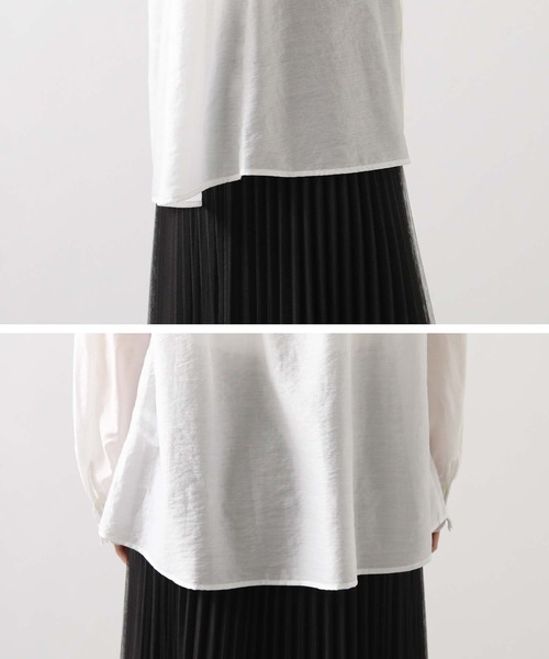 Gready Brilliant（グレディブリリアン）の「フロントフリルスタンドネックブラウス（シャツ/ブラウス・レディース・ブラック/オフホワイト/ミント・38）」の4枚目の写真