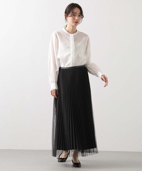 Gready Brilliant（グレディブリリアン）の「フロントフリルスタンドネックブラウス（シャツ/ブラウス・レディース・ブラック/オフホワイト/ミント・38）」の11枚目の写真