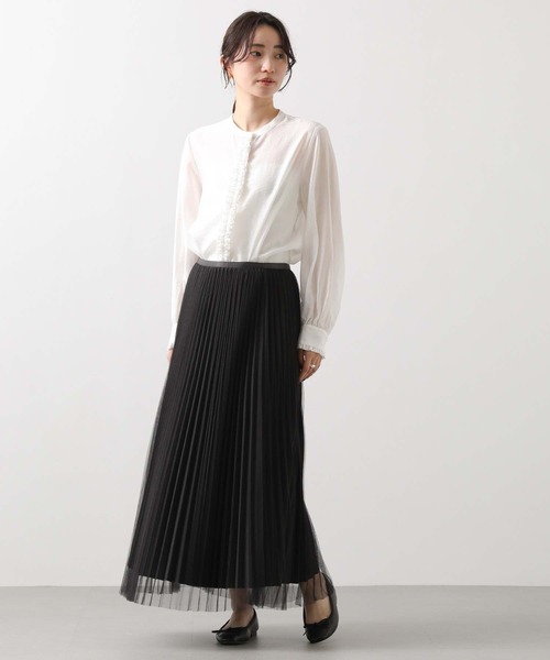 Gready Brilliant（グレディブリリアン）の「フロントフリルスタンドネックブラウス（シャツ/ブラウス・レディース・ブラック/オフホワイト/ミント・38）」の14枚目の写真