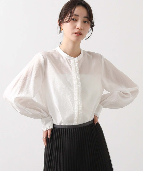 Gready Brilliant（グレディブリリアン）の「フロントフリルスタンドネックブラウス（シャツ/ブラウス・レディース・ブラック/オフホワイト/ミント・38）」の15枚目の写真