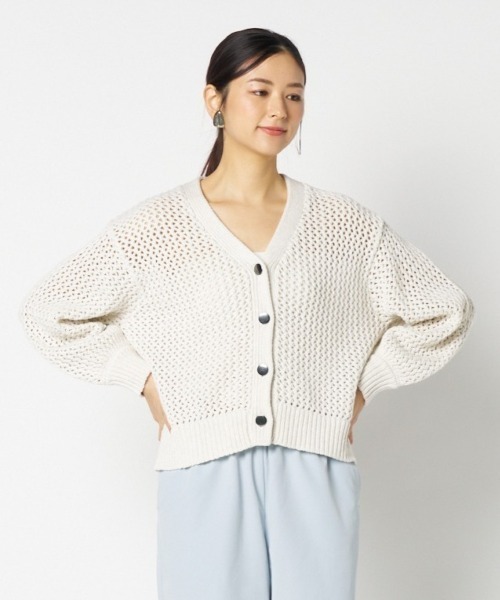 HELIOPOLE（エリオポール）の「MESH KNIT CARDIGAN（ニット/セーター・レディース・ブラック/グレー/ベージュ・38）」の3枚目の写真