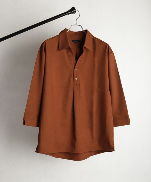 WESTSEA(ウエストシー)の「ドルマンスリーブ スキッパーシャツ 7分袖 ルーズシルエット 無地(シャツ/ブラウス・メンズ・ブルーグレー/ブラック/ホワイト/テラコッタ・M/L)」の8枚目の写真