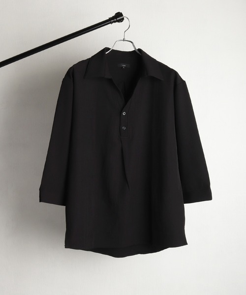 WESTSEA(ウエストシー)の「ドルマンスリーブ スキッパーシャツ 7分袖 ルーズシルエット 無地(シャツ/ブラウス・メンズ・ブルーグレー/ブラック/ホワイト/テラコッタ・M/L)」の5枚目の写真
