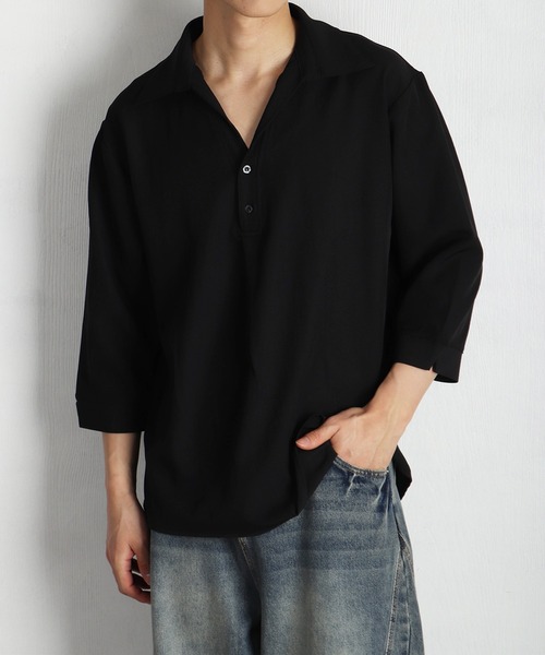 WESTSEA(ウエストシー)の「ドルマンスリーブ スキッパーシャツ 7分袖 ルーズシルエット 無地(シャツ/ブラウス・メンズ・ブルーグレー/ブラック/ホワイト/テラコッタ・M/L)」の19枚目の写真