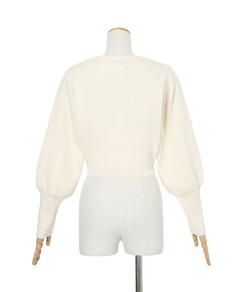 an another angelus（アンアナザーアンジェラス）の「アシメローズ刺繍リブニットカーディガン/fint フィント（カーディガン/ボレロ・レディース・オフホワイト/ブルーグレー・FREE）」の12枚目の写真