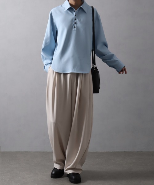 welise（ウェライズ）の「【welise/ウェライズ】スウェイングドレープクロス ウエストオーバータック ワイドカーブスラックス（スラックス・メンズ・オフホワイト/ブラック/チャコールグレー・L/S）」の16枚目の写真