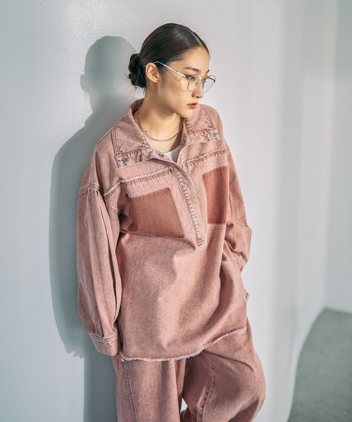 LEPSIM（レプシィム）の「デニム襟付きプルオーバー　629898（シャツ/ブラウス・レディース・ベージュ/ピンク/ブルー・FREE）」の6枚目の写真