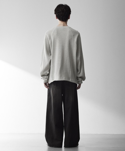 RUUBON（ルーボン）の「【RUUBON】henley neck long sleeve Tee/ヘンリーネック ロングスリーブTシャツ/ロンT（Tシャツ/カットソー・メンズ・ブラック/ライトグレー・S/M/L）」の14枚目の写真