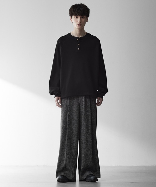 RUUBON（ルーボン）の「【RUUBON】henley neck long sleeve Tee/ヘンリーネック ロングスリーブTシャツ/ロンT（Tシャツ/カットソー・メンズ・ブラック/ライトグレー・S/M/L）」の15枚目の写真