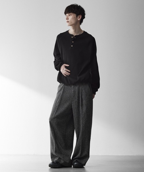 RUUBON（ルーボン）の「【RUUBON】henley neck long sleeve Tee/ヘンリーネック ロングスリーブTシャツ/ロンT（Tシャツ/カットソー・メンズ・ブラック/ライトグレー・S/M/L）」の18枚目の写真