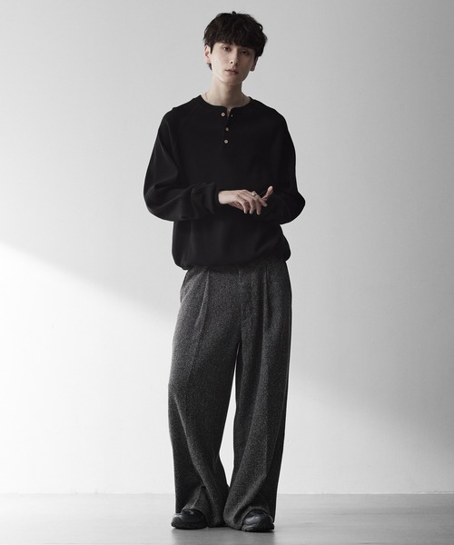 RUUBON（ルーボン）の「【RUUBON】henley neck long sleeve Tee/ヘンリーネック ロングスリーブTシャツ/ロンT（Tシャツ/カットソー・メンズ・ブラック/ライトグレー・S/M/L）」の19枚目の写真