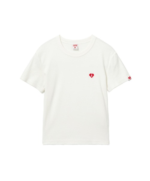 APEE BY A BATHING APE(エイピーバイアベイシングエイプ)の「HEART BADGE RIB TEE(Tシャツ/カットソー・レディース・グレー/ホワイト/ネイビー・SMALL/X-SMALL)」の1枚目の写真