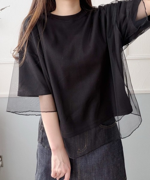 Nana(ナナ)の「シアーレイヤードトップス(Tシャツ/カットソー・レディース・ホワイト/ブラック・FREE)」の17枚目の写真