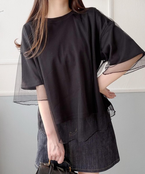 Nana(ナナ)の「シアーレイヤードトップス(Tシャツ/カットソー・レディース・ホワイト/ブラック・FREE)」の19枚目の写真