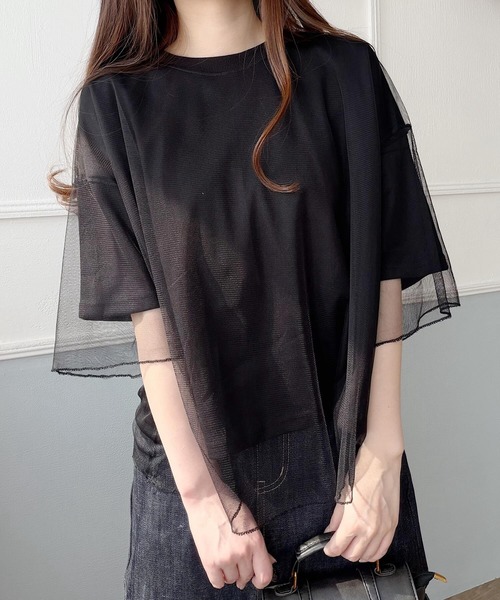 Nana(ナナ)の「シアーレイヤードトップス(Tシャツ/カットソー・レディース・ホワイト/ブラック・FREE)」の21枚目の写真