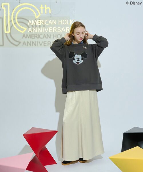 Disney（ディズニー）の「【Mickey&Friends】ビンテージ風スウェット（スウェット・レディース・グレー系その他/チャコールグレー/ホワイト系その他・FREE）」の9枚目の写真