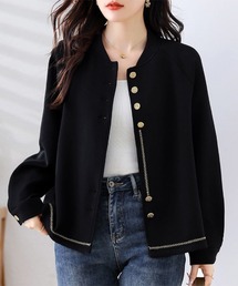 ONEP STAR（ワンピスター）の「ゴールドボタン×ステッチ入りジャケット（ノーカラージャケット）」