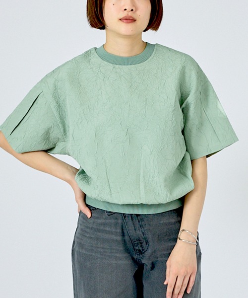 NOMINE(ノミネ)の「【NOMINE】シワ加工 リンクル Tシャツ(Tシャツ/カットソー・レディース・ブラウン/ホワイト/ブラック系その他/セージグリーン・フリー)」の18枚目の写真