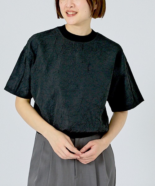 NOMINE(ノミネ)の「【NOMINE】シワ加工 リンクル Tシャツ(Tシャツ/カットソー・レディース・ブラウン/ホワイト/ブラック系その他/セージグリーン・フリー)」の15枚目の写真