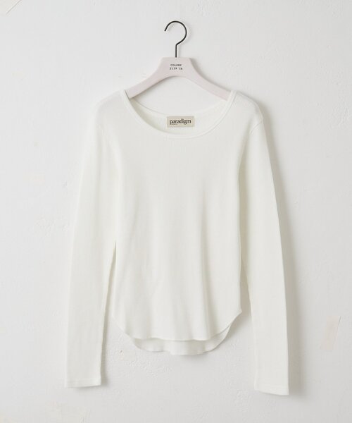 paradigm（パラダイム）の「【paradigm】ガス焼ワッフルクルーネックL/S（Tシャツ/カットソー・レディース・ホワイト/チャコールグレー/ブラック・MEDIUM/SMALL）」の10枚目の写真