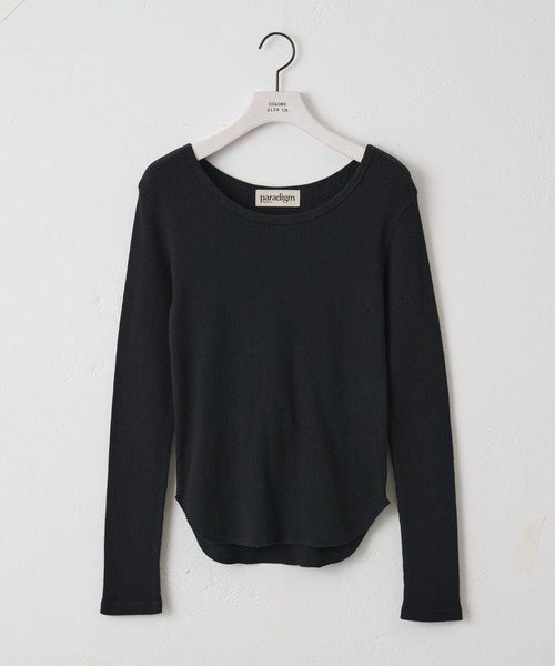 paradigm（パラダイム）の「【paradigm】ガス焼ワッフルクルーネックL/S（Tシャツ/カットソー・レディース・ホワイト/チャコールグレー/ブラック・MEDIUM/SMALL）」の2枚目の写真