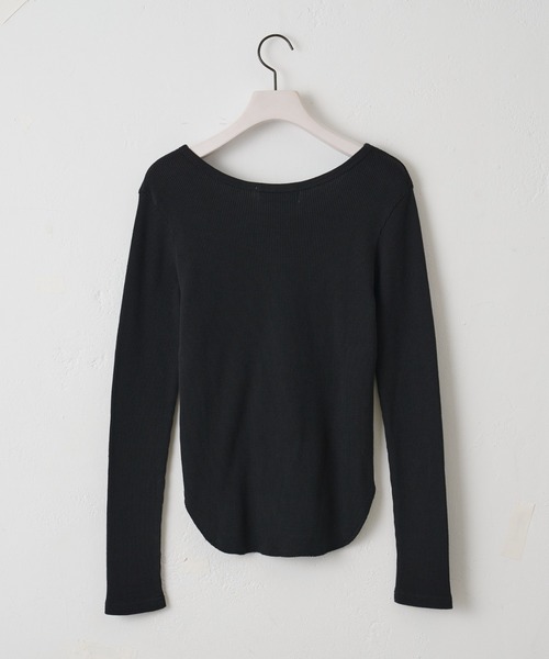 paradigm（パラダイム）の「【paradigm】ガス焼ワッフルクルーネックL/S（Tシャツ/カットソー・レディース・ホワイト/チャコールグレー/ブラック・MEDIUM/SMALL）」の4枚目の写真