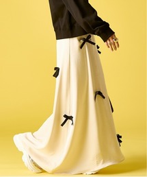 GEVS. | リボン付Aラインサテンスカート＜大きいサイズ有＞GEVS.(スカート)