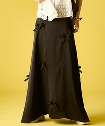GEVS. | リボン付Aラインサテンスカート＜大きいサイズ有＞GEVS.(スカート)