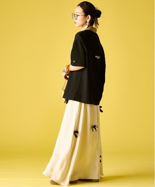 GEVS.（ジェイヴィス）の「リボン付Aラインサテンスカート＜大きいサイズ有＞GEVS.（スカート・レディース・ブラック/アイボリー・M/L/LL/3L/4L/5L）」の13枚目の写真