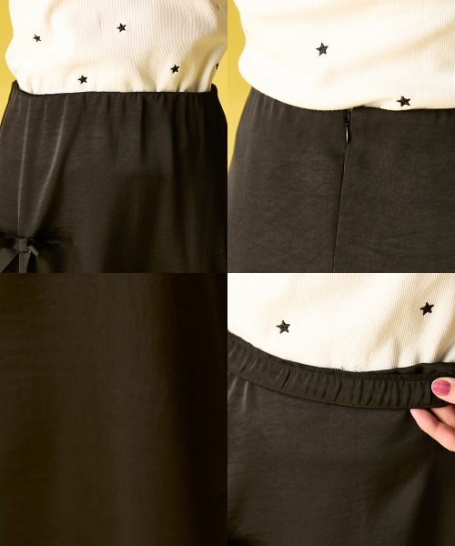 GEVS.（ジェイヴィス）の「リボン付Aラインサテンスカート＜大きいサイズ有＞GEVS.（スカート・レディース・ブラック/アイボリー・M/L/LL/3L/4L/5L）」の7枚目の写真