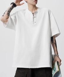 【26年春夏新作】ハーフジップメタルスタッズTシャツ