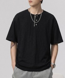 【26年春夏新作】ハーフジップメタルスタッズTシャツ